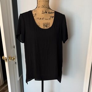 Express Black Scoop Neck Short Sleeve Blouse